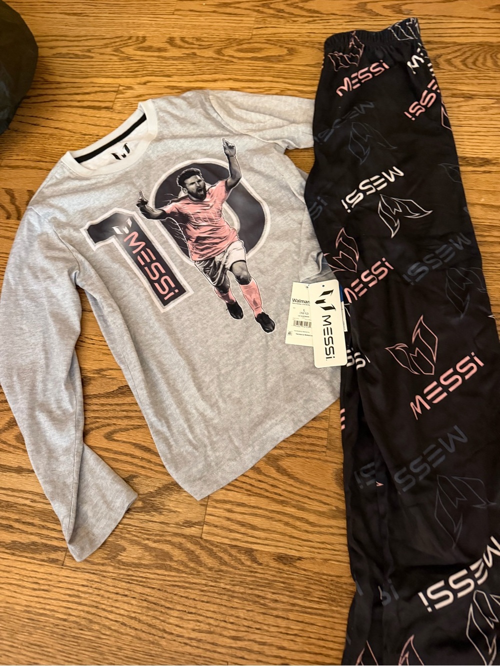 Messi Kids Gray & Black Pajama Set with Soccer Graphic